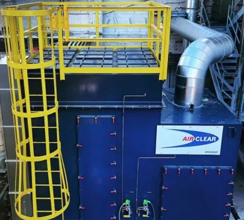 Coalescing fiberbed mist collector system preceding regenerative (RTO) thermal oxidizer